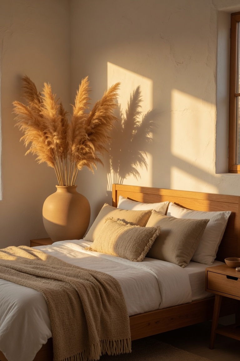 cozy bedroom reading nook with small armchair floor lamp stacked books and soft throw blanket