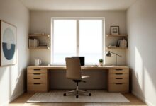 productive home office decor setup with natural light and organized desk
