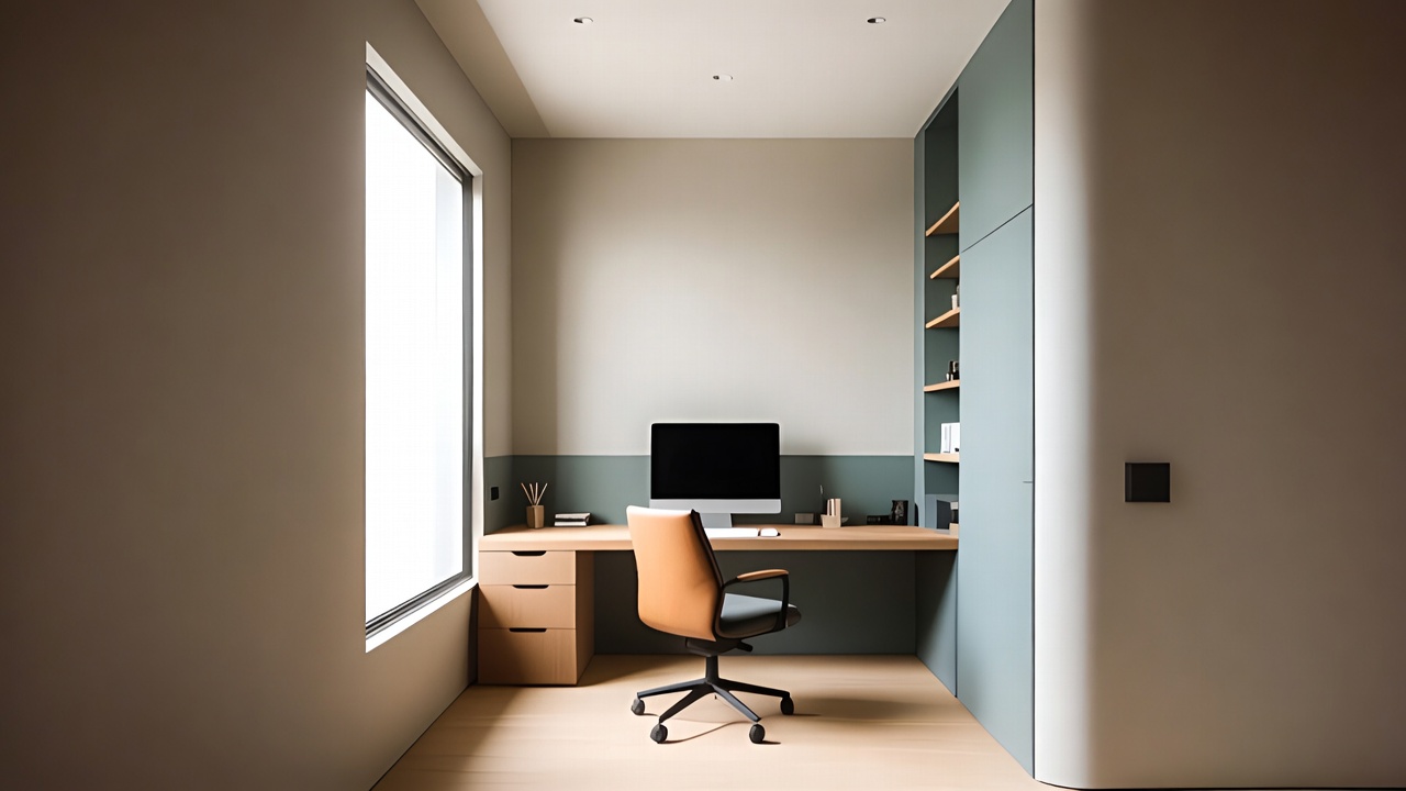 indoor plants on home office desk for improved air quality and calm focus