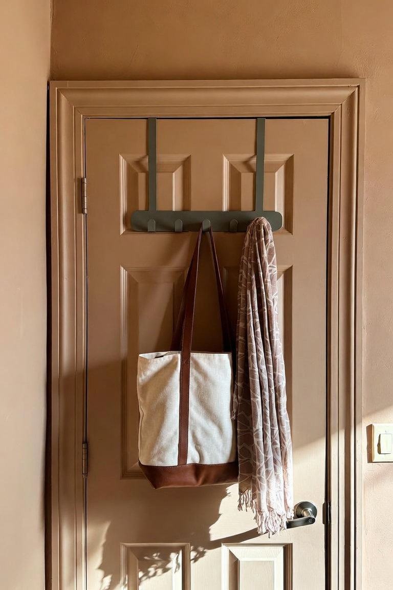 over the door hook organizer with tote bag and scarf