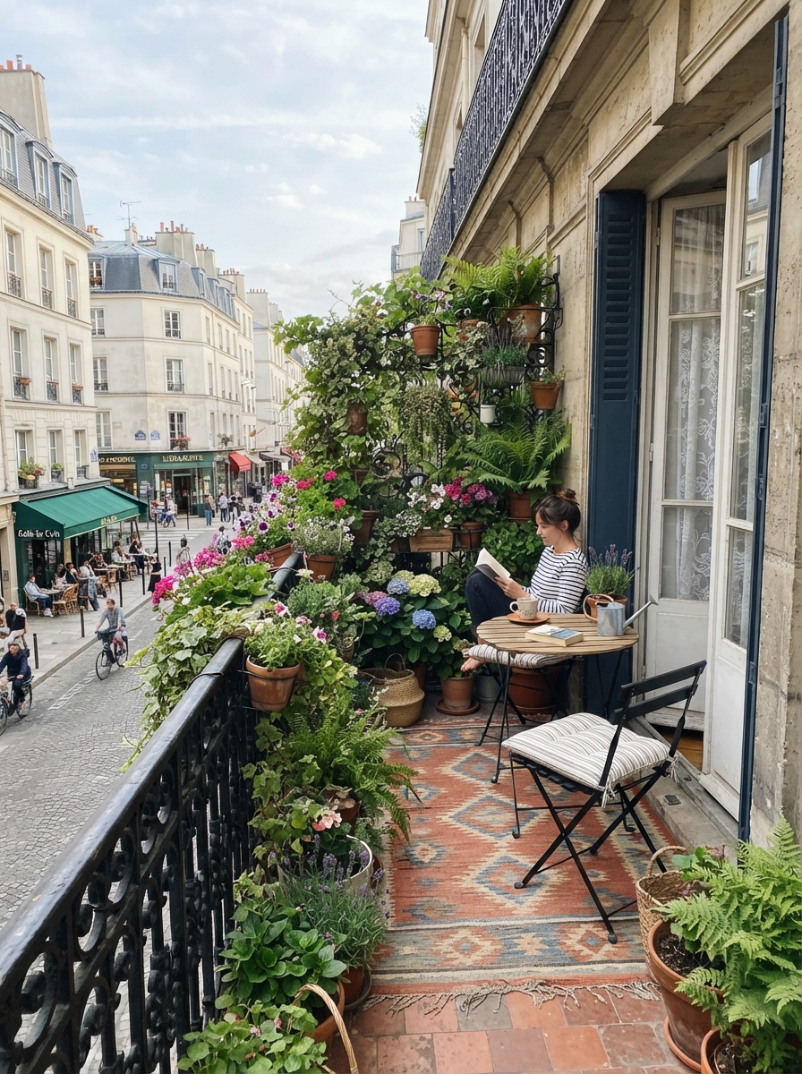 Balcony with dense planting