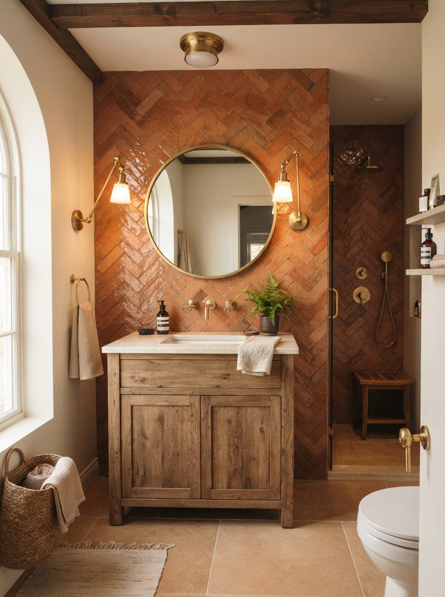 Bathroom with tile accent wall