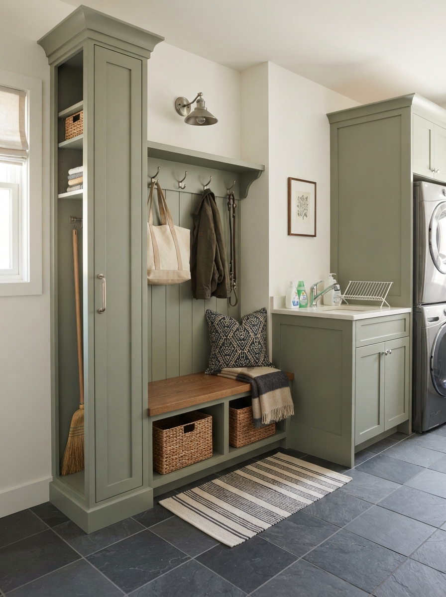 Bench in utility room