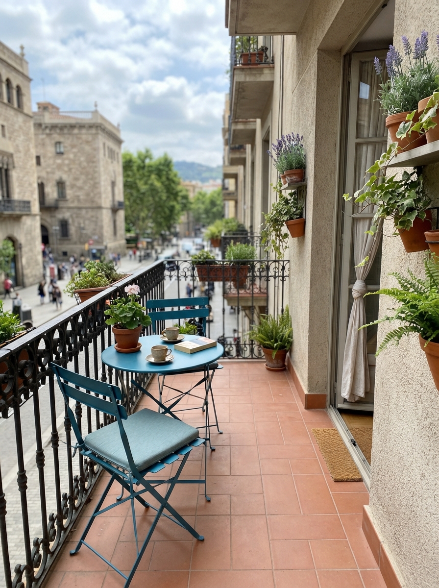 Bistro table and chairs balcony