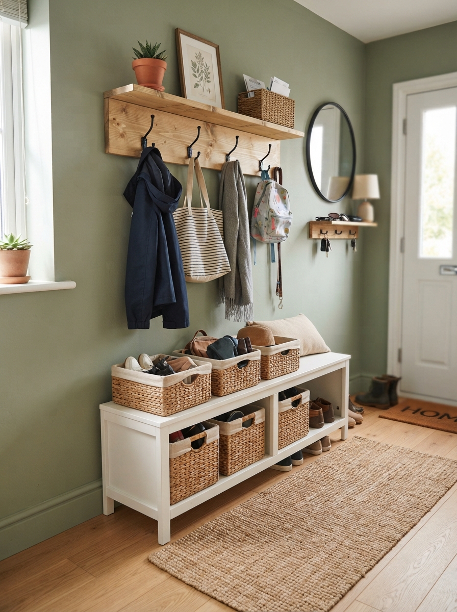 Budget mudroom from bench