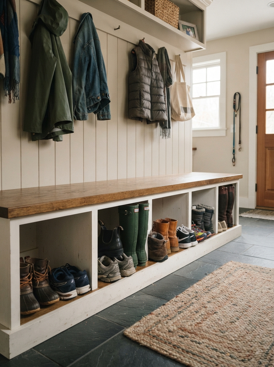 Cubbie bench holding boots trainers