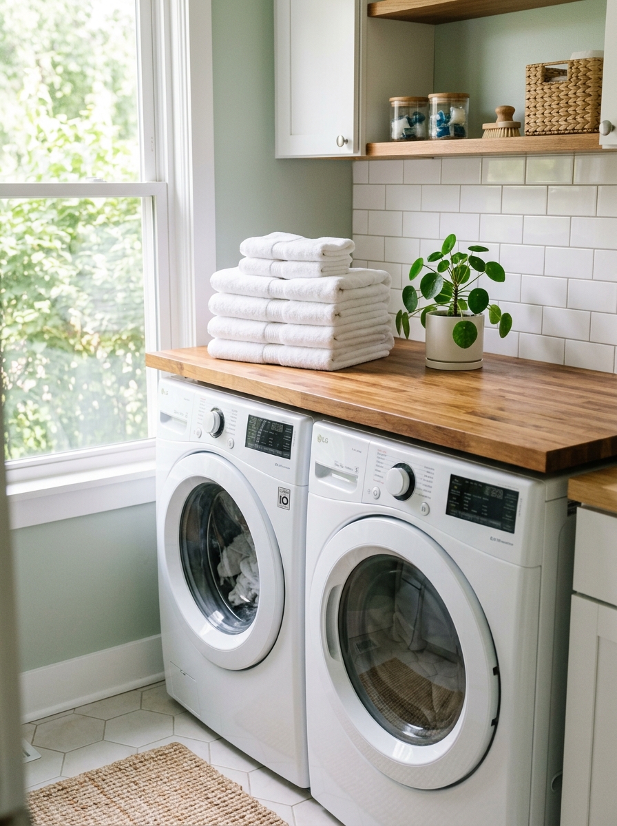 Folding counter over washer and dryer