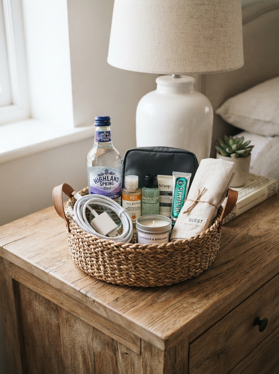 Guest essentials basket
