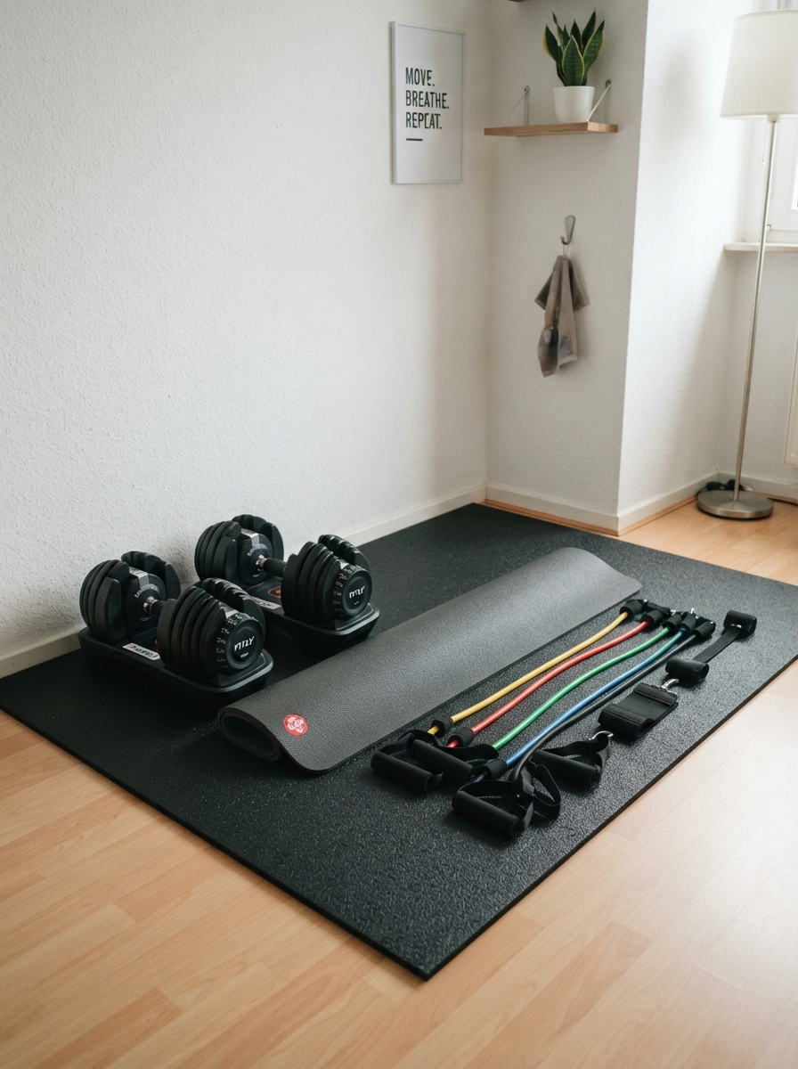 Home gym setup built on a budget with basic equipment