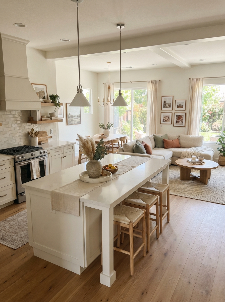 Island decor open concept living