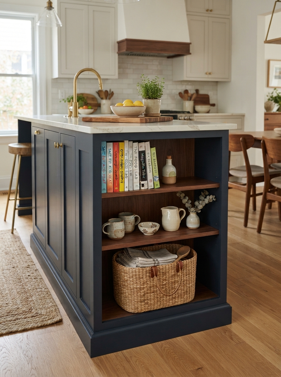 Island styling with open shelving