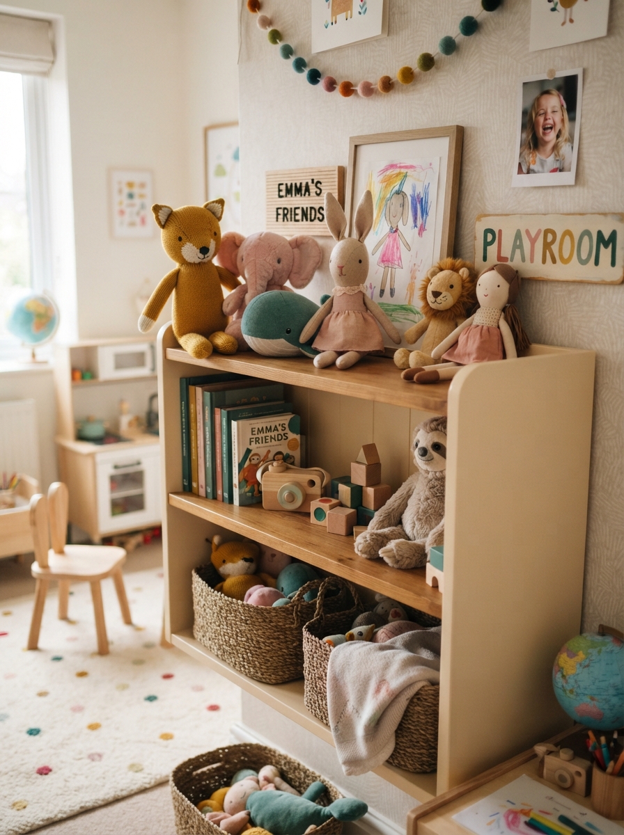 Kids playroom shelf design