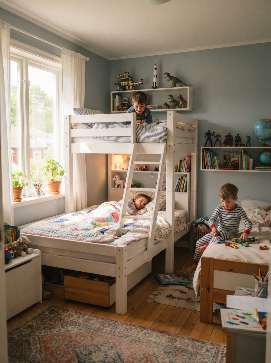 Kids sharing a bedroom with bunk beds