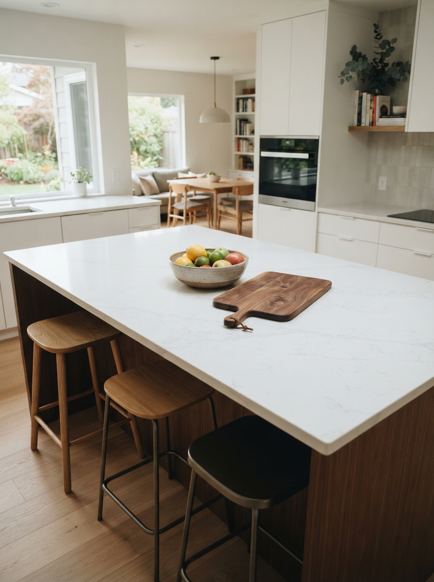 Kitchen island kept clear of small appliances