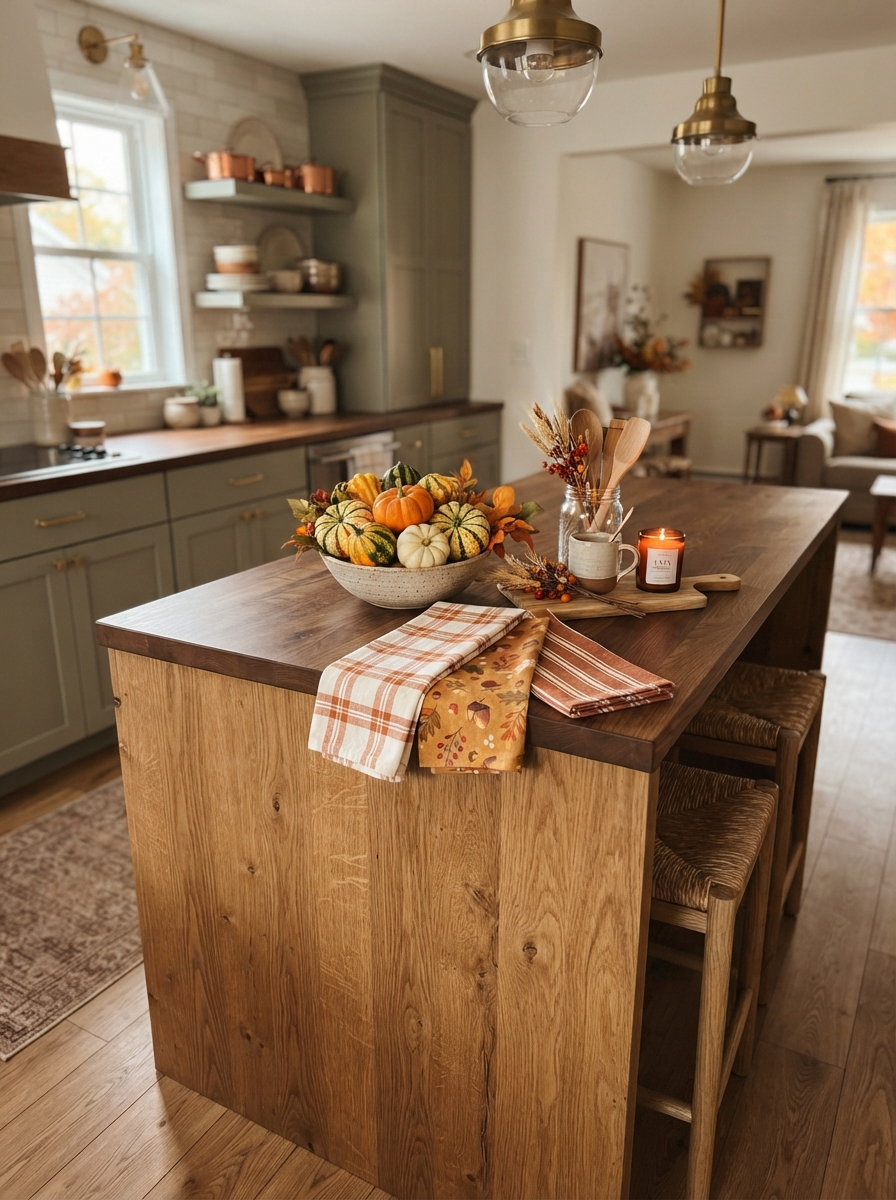 Kitchen island styled autumn