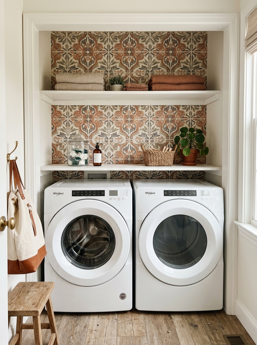 Peel-and-stick wallpaper accent wall