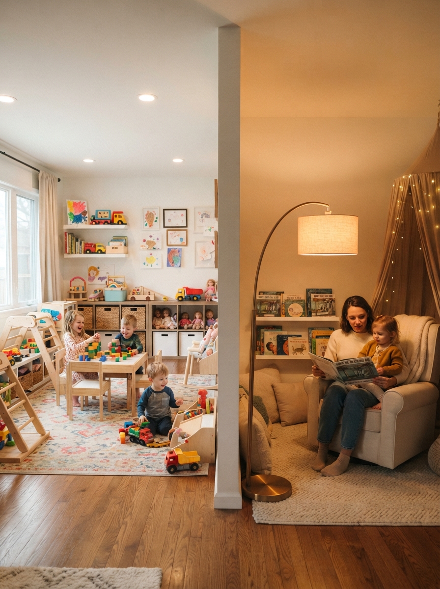 Playroom lighting for play calm