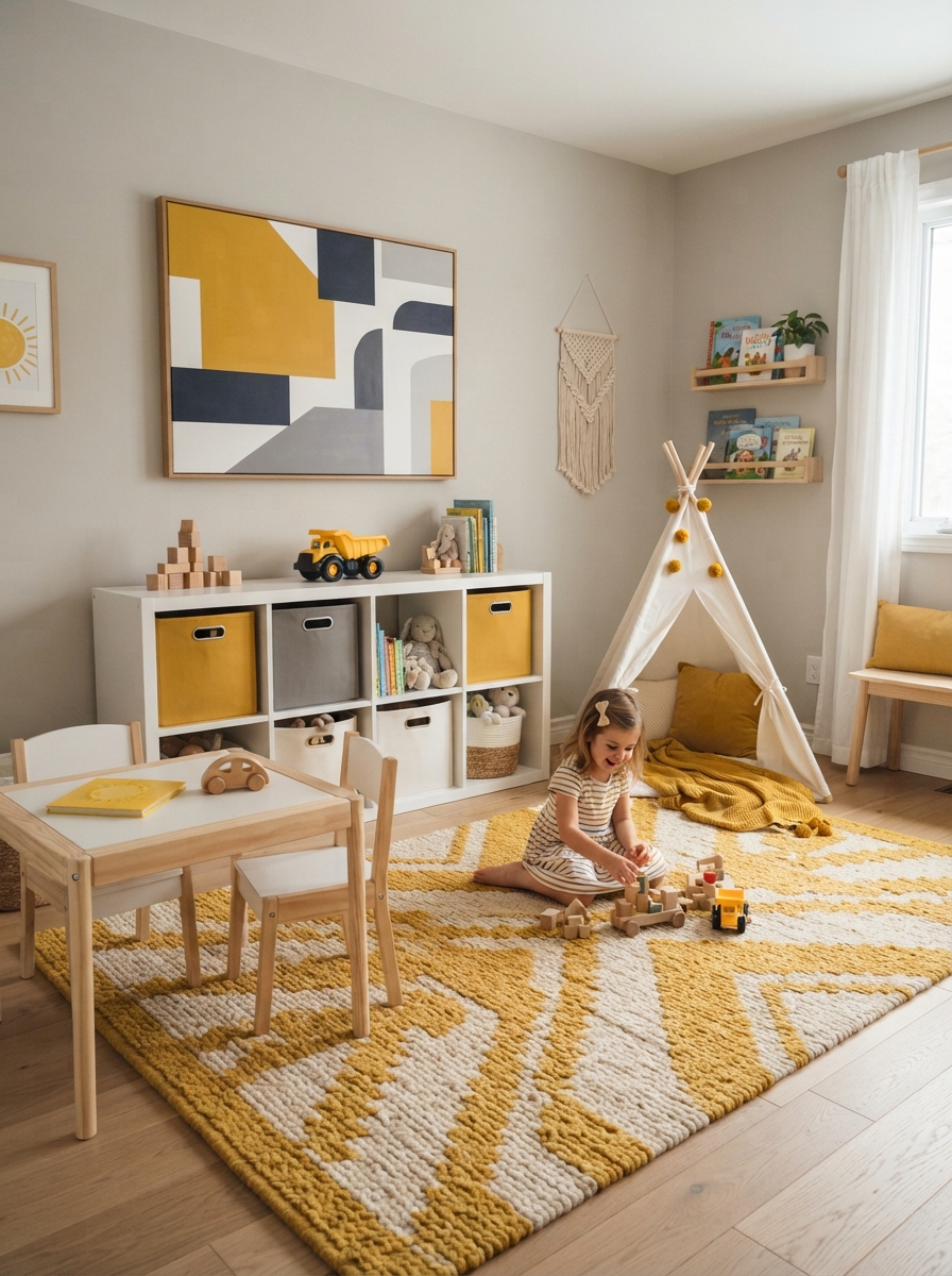 Playroom with bold accent color