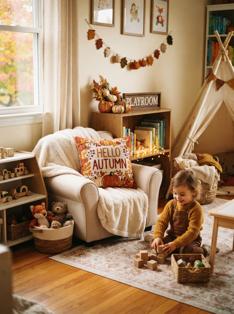 Seasonal playroom refresh with holiday decorations