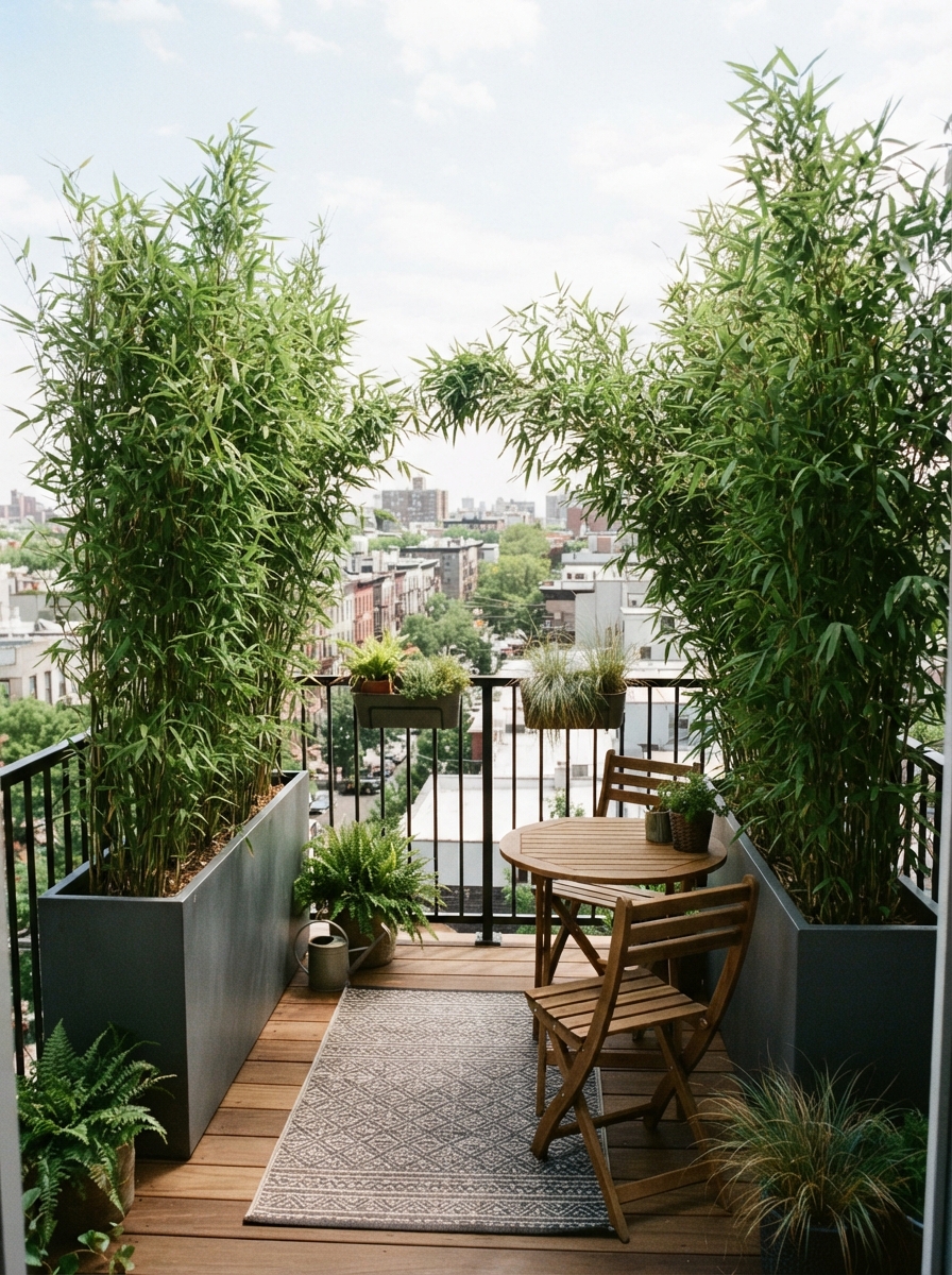 Two bamboo troughs balcony
