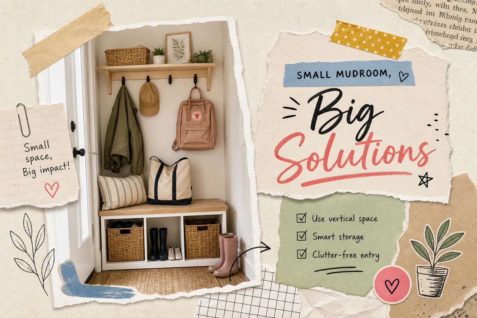 How to organize a small mudroom with limited wall space