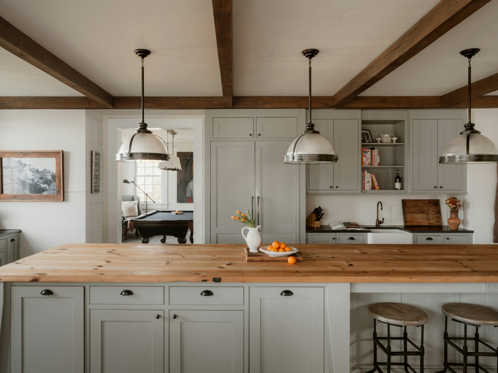 Modern kitchen with island and pendant lights