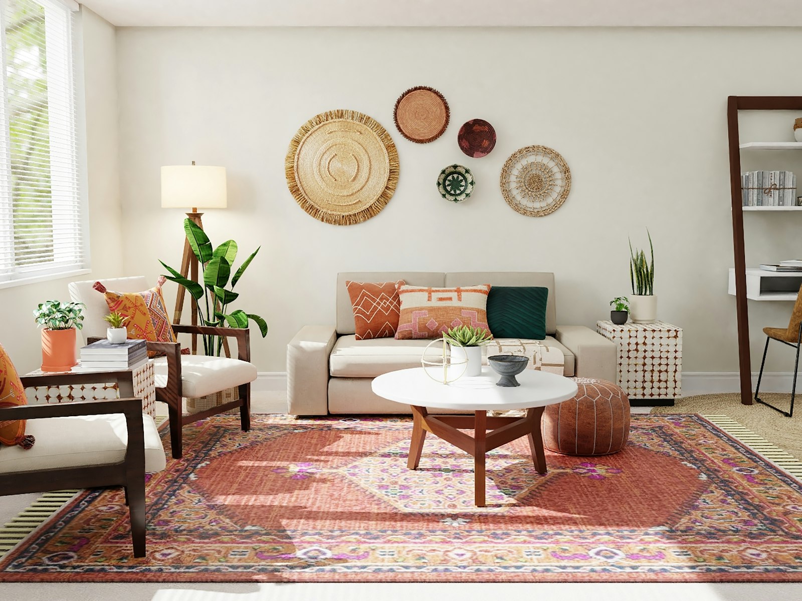 White and brown living room set
