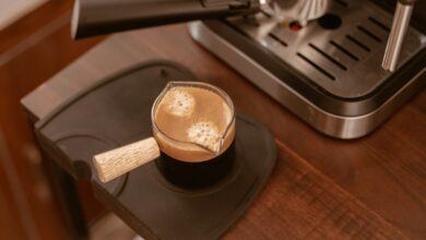 A cup of coffee on a wooden table