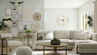 Brown wooden round table with chairs