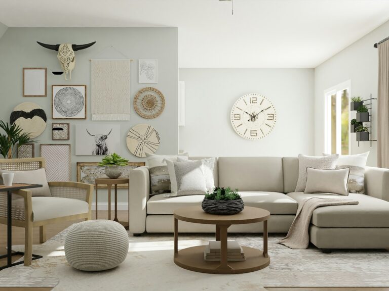 Brown wooden round table with chairs
