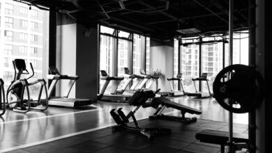 Gym equipment inside a room