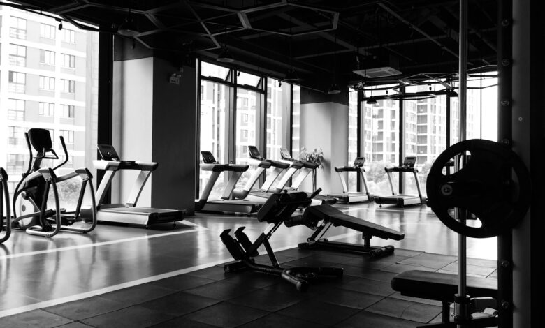 Gym equipment inside a room