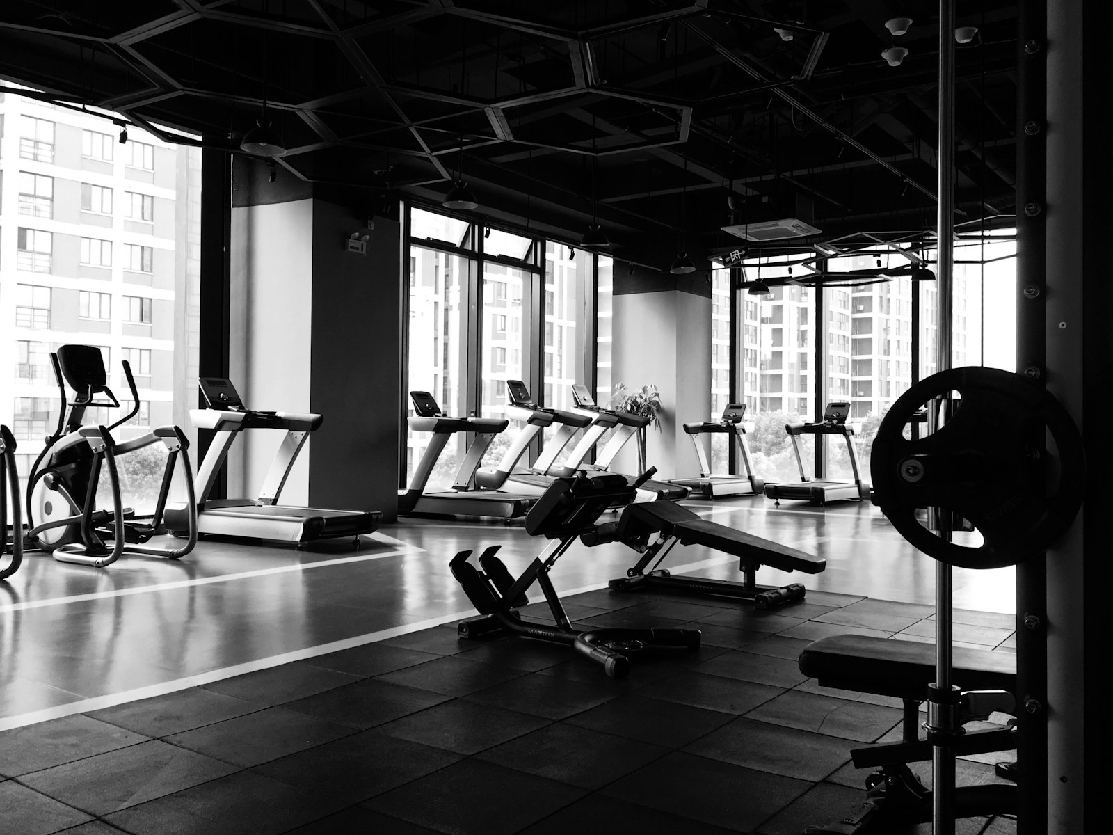 Gym equipment inside a room