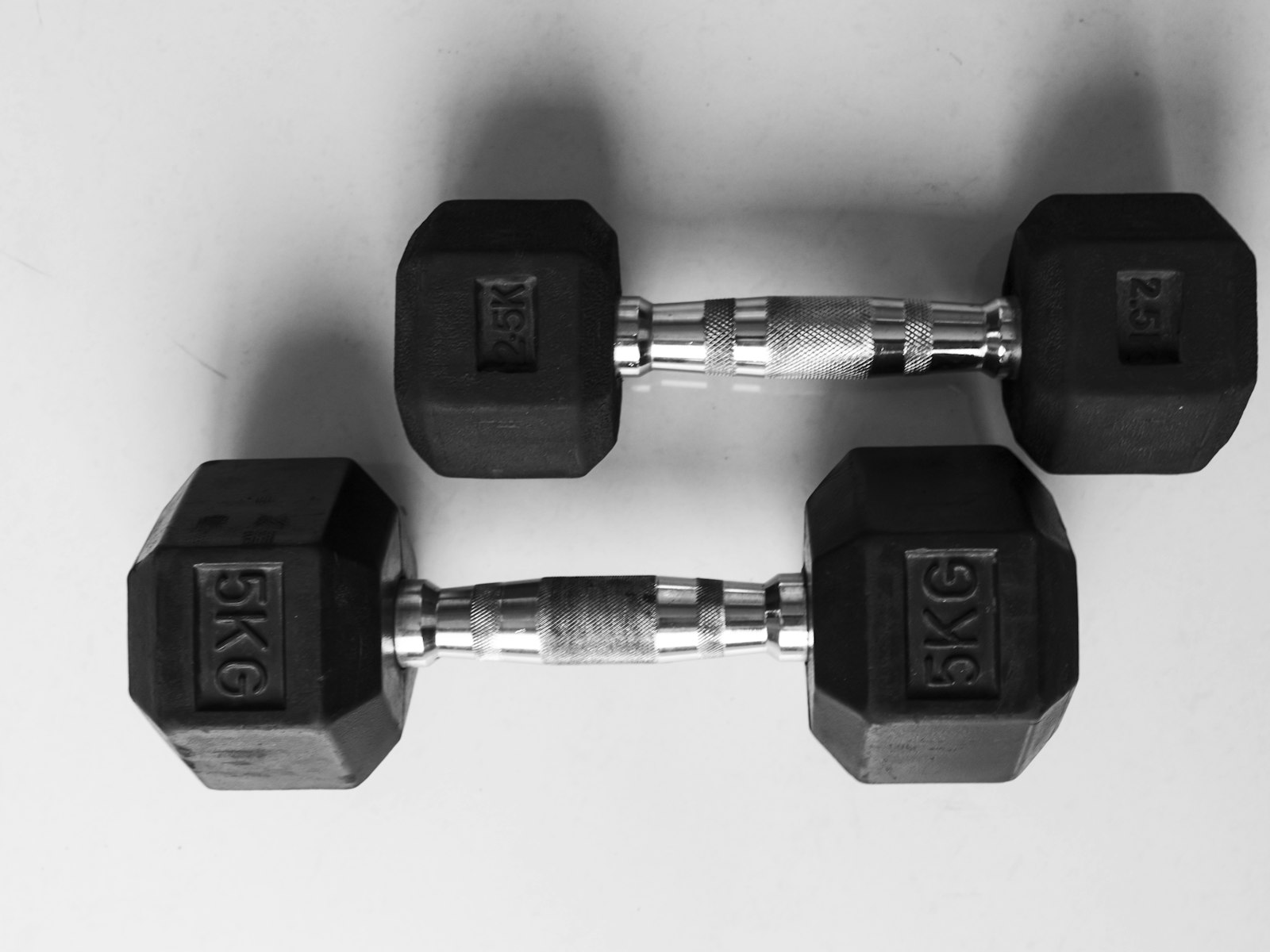 Black dumbbells stacked