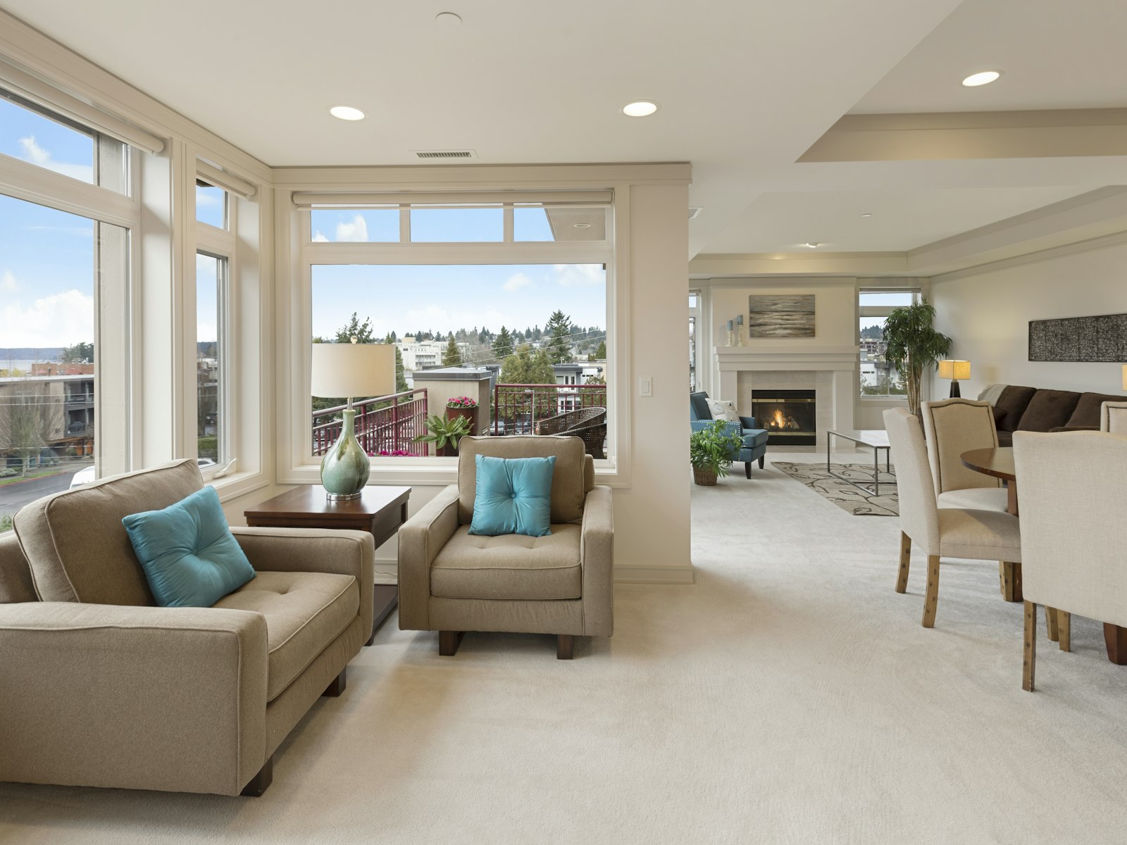 Beige couch and armchair