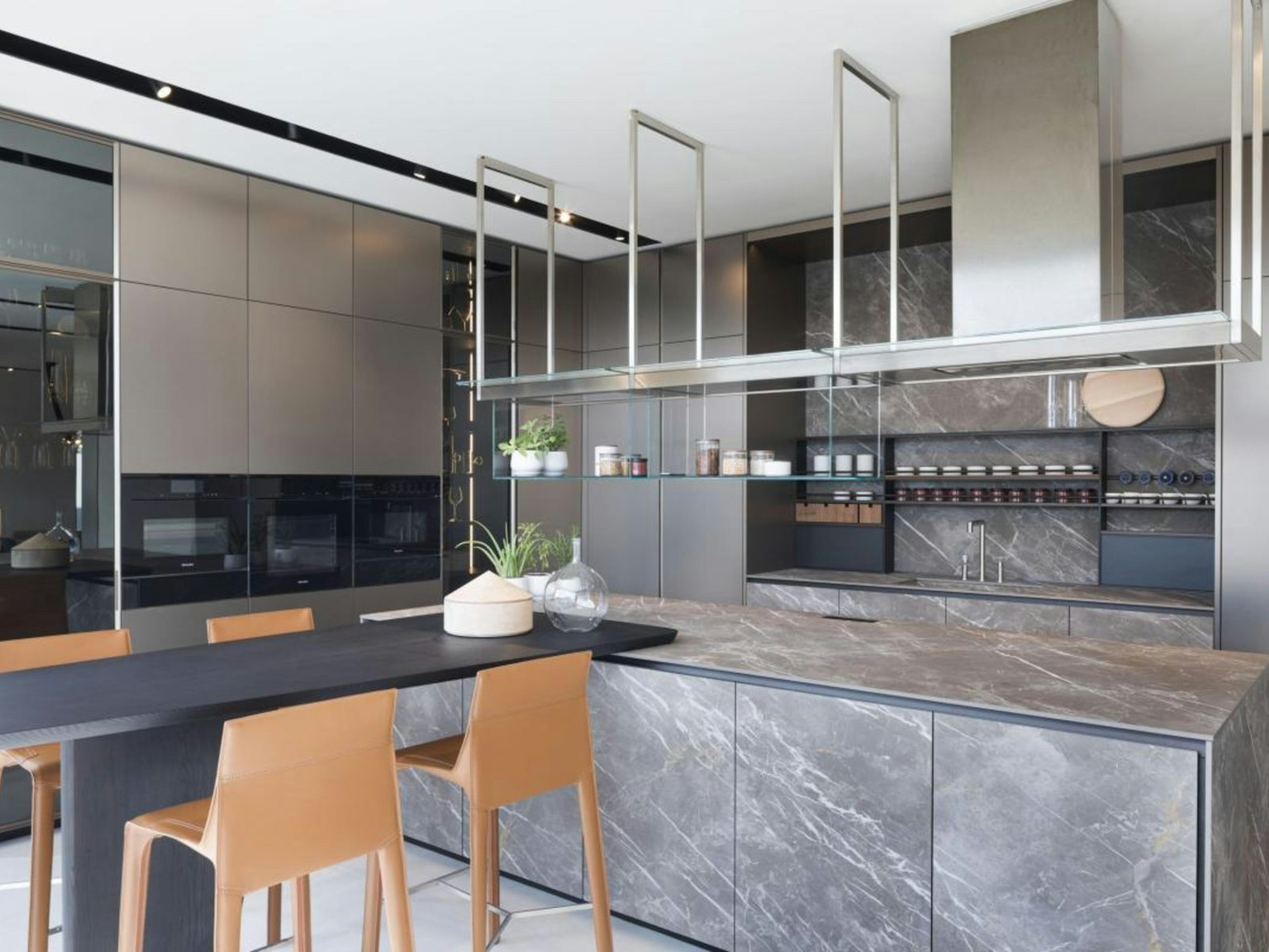 Modern kitchen with island and dining area