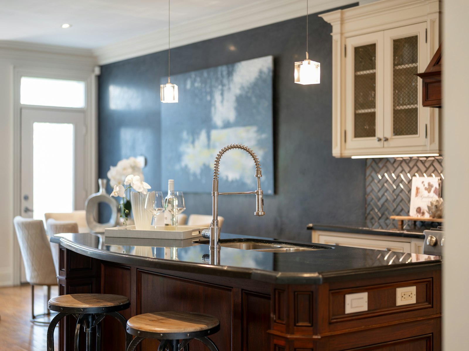 Modern kitchen island with seating and sink